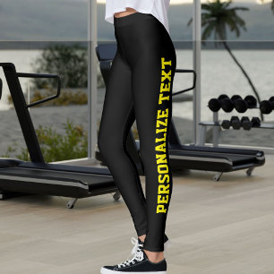 Legging Amante de Gatos Mãe de Estimação Preto e Amarelo P