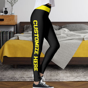 Legging Amante de Gatos Personalizado Preto Amarelo Feito 
