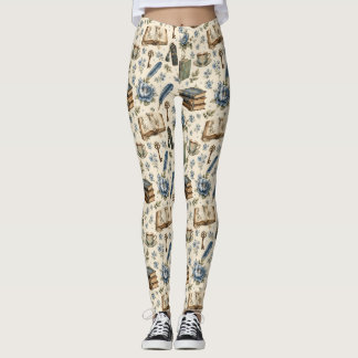 Legging Amante de Livros Antigos Padrão Floral | Botânico