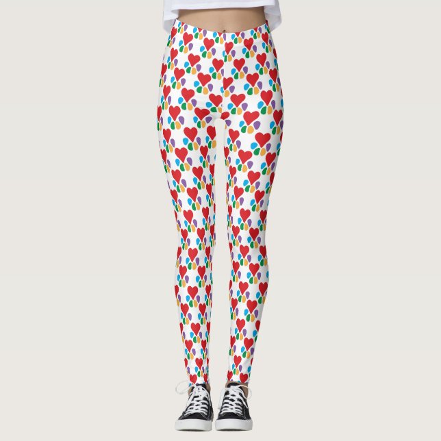 Legging Amante de os animais de Patterno de Coração Cachor (Frente)