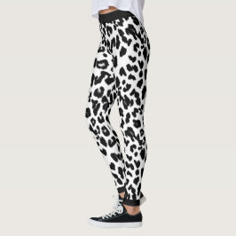 Legging Amantes de os animais Leopardo Imprimir Preto e Br