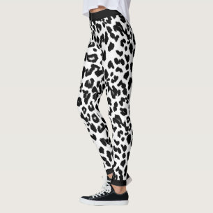 Legging Amantes de os animais Leopardo Imprimir Preto e Br
