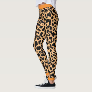 Legging Amantes de os animais Leopardo Imprimir Preto em L