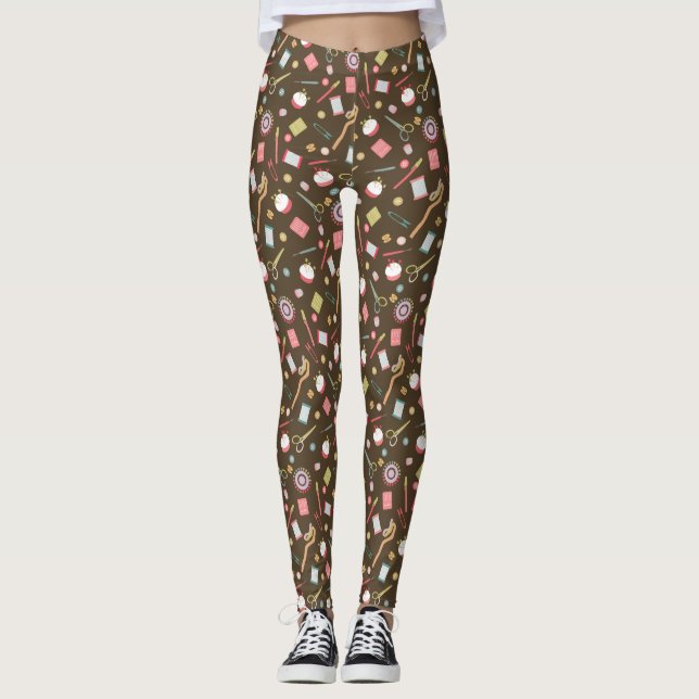 Legging Amar Acessórios de Costura Brown (Frente)
