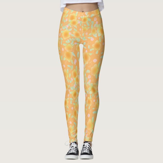 Legging Amarelo Amarelo Dourado Flor (Frente)