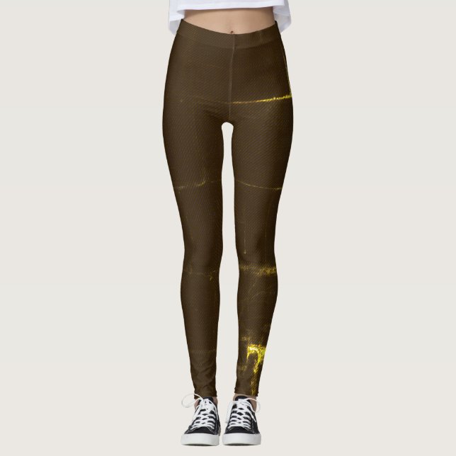 Legging Amarelo Aquarela Sobre Marrom (Frente)