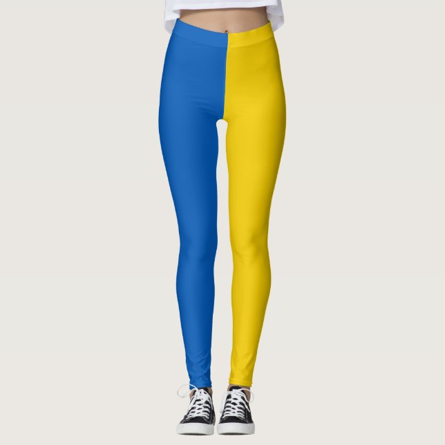 Legging Amarelo Azul de Bandeira da Ucrânia (Frente)