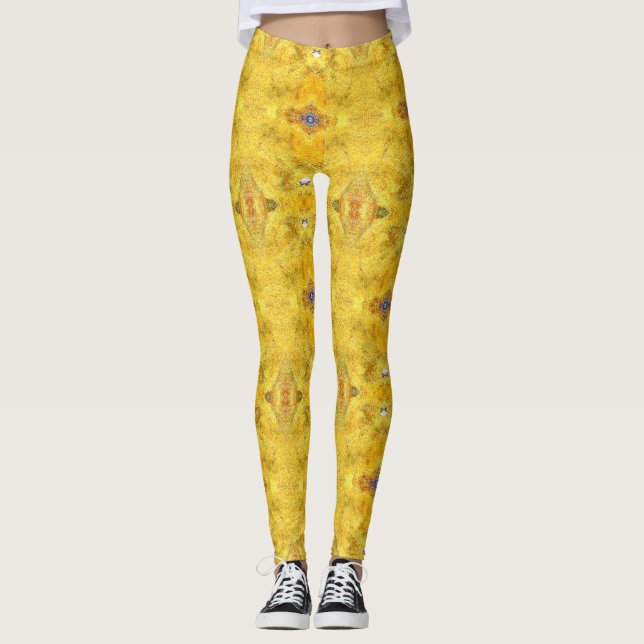 Legging Amarelo Azul em Execução (Frente)