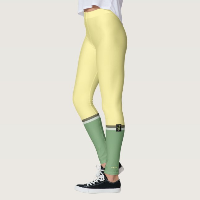Legging Amarelo claro simples e espargo verde dois tons (Esquerda)