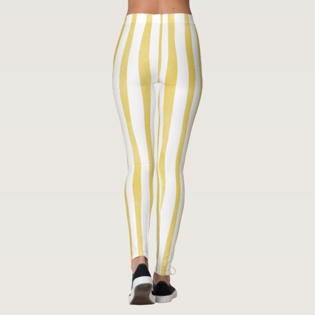 Legging Amarelo e Branco listrados (Verso)