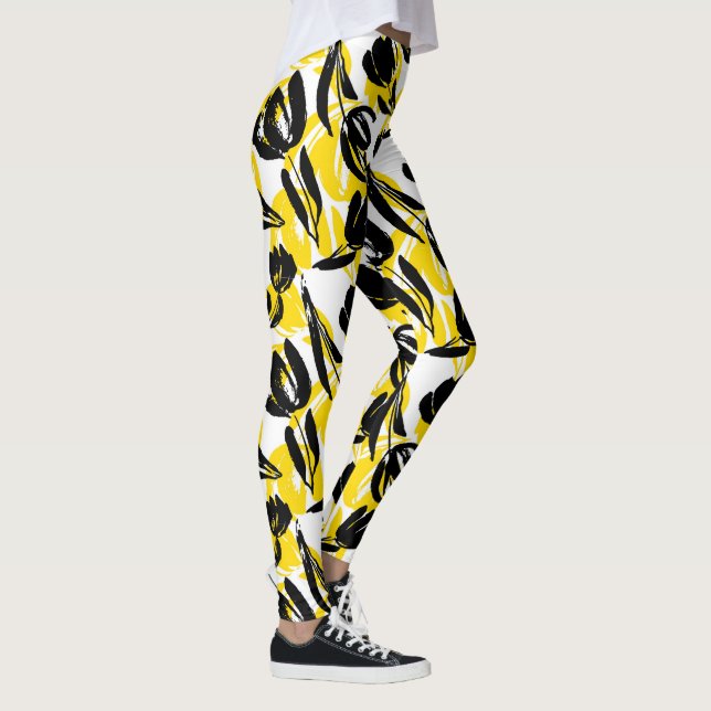 Legging Amarelo E Floral Preto (Direita)