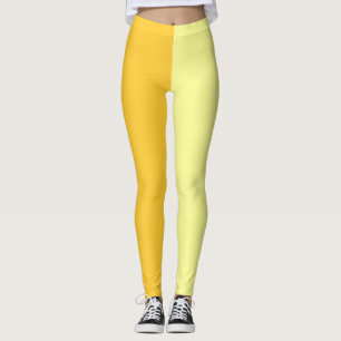 Legging Amarelo Escuro Claro Duas Pontas Divididas Metade 