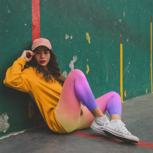 Legging Amarelo Pastel Periwinkle Arco-íris Ombre