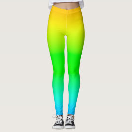 Legging Amarelo Verde Azul Gradiente Vibrante Ombre Atléti