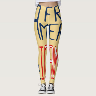 Legging Amarelo Vermelho Branco Azul Mulher Negra Africana