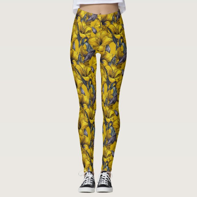 Legging Amarílis Pétala de Levantamento de Peso Amarelo Ob (Frente)