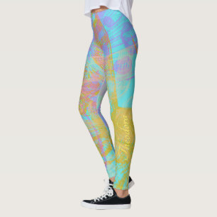 Legging Amarine Violet de Borboleta Dourada abstrato