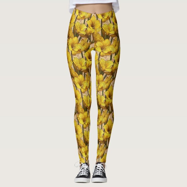 Legging Amaryllis Charme Presentes Exercício Amarelo Para  (Frente)