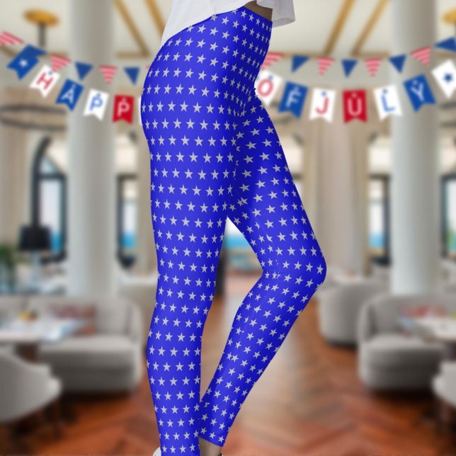 Legging Americana Star Spangled Silver Stars On Blue (Criador carregado)