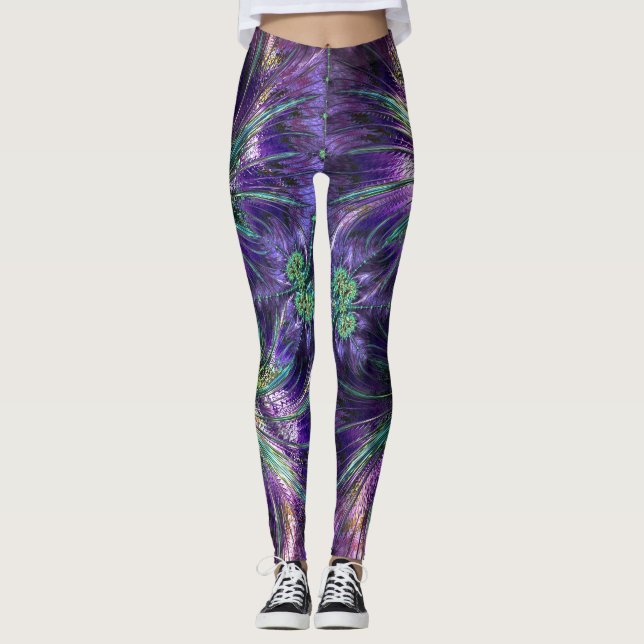 Legging Ametist Purple e Aqua Feenas Abstrato (Frente)