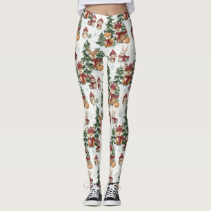 Legging Amigos Fofos da Floresta de Inverno – Animais de F
