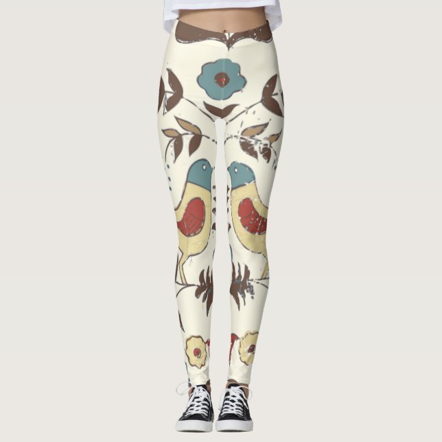 Legging Amish Hex Sinal Bird Americana da Pensilvânia Hola (Frente)