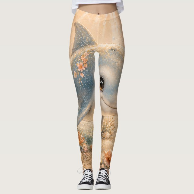 Legging Amizade Submarina - Golfinho e Estrela-do-Mar (Frente)