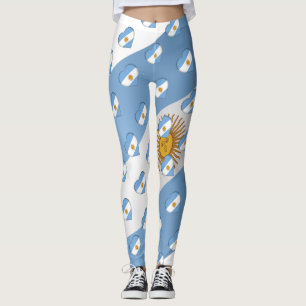 Legging Amo a bandeira da Argentina como padrão de coraç