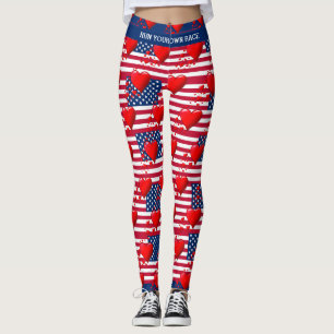 Legging AMOR OS EUA Sinalizador vermelho AMERICANO Coraç