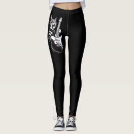 Legging Amor por Música Legal | Gato de Rock Tocando Guita