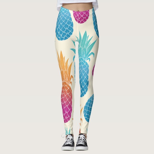 Legging Ananás Coloridos Fundo Amarelo claro (Frente)