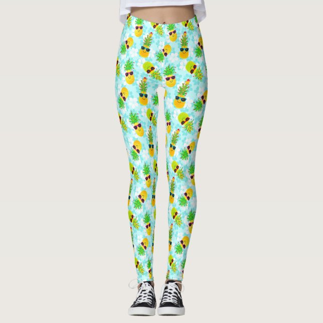 Legging Ananás de Natal Tropicais Engraçado (Frente)