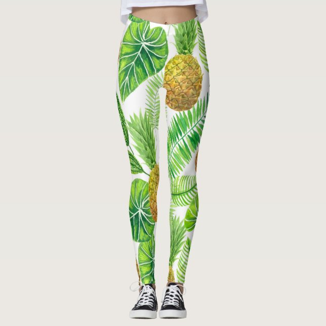 Legging Ananás e folhas tropicais (Frente)