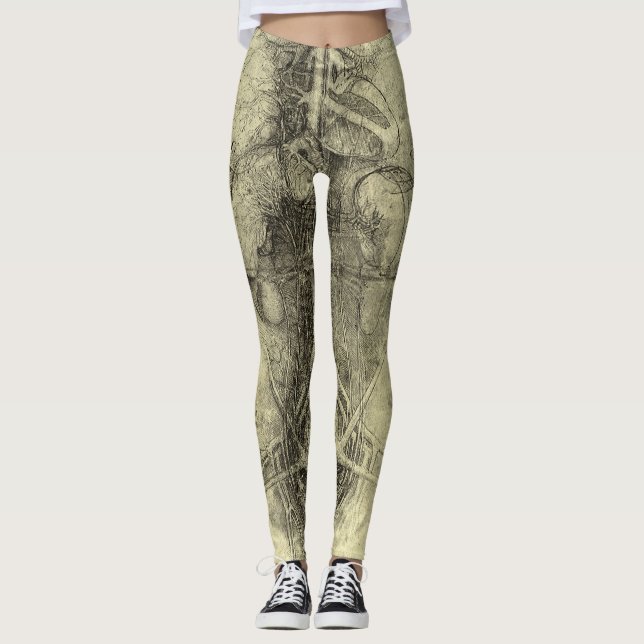 Legging Anatomia Humana de Leonardo da Vinci, Torso Femini (Frente)