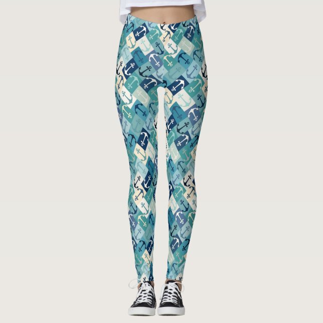 Legging anchor herringbone blue (Frente)