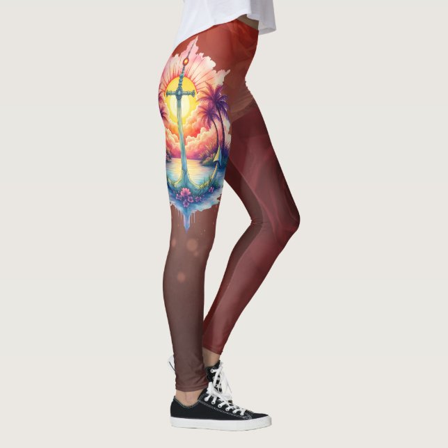 Legging Âncora solar num paraíso tropical.  (Direita)