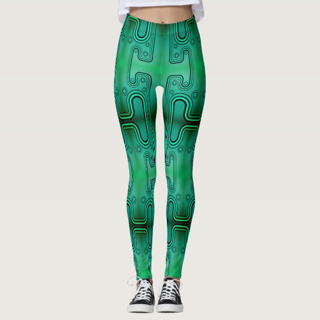 Legging Android Mecânico Futurístico Verde Elétrico (Frente)