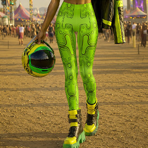 Legging Android Mecânico Verde Lima Futurista Robô