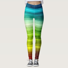 Legging Anéis Arco-Íris Tie Dye Padrões de Madeira