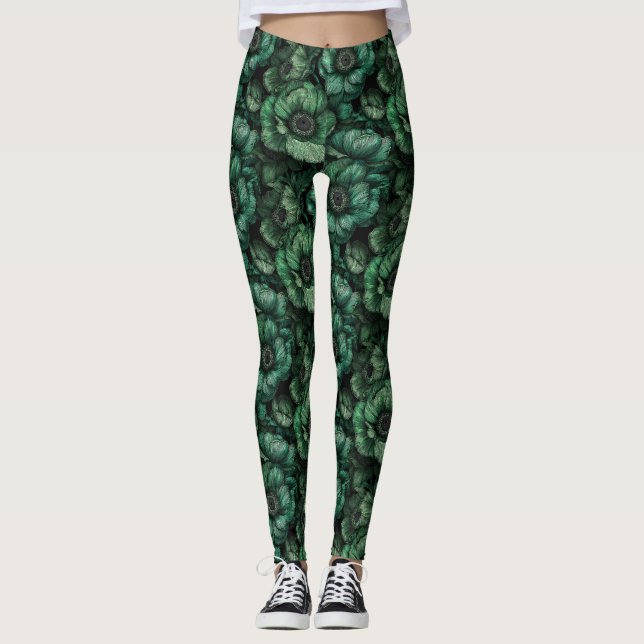 Legging Anêmonas Azuis de Treino Presentes de Melhor Amigo (Frente)