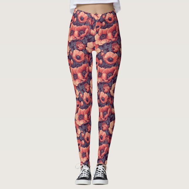 Legging Anêmonas de Levantamento de Peso Vermelhas Present (Frente)