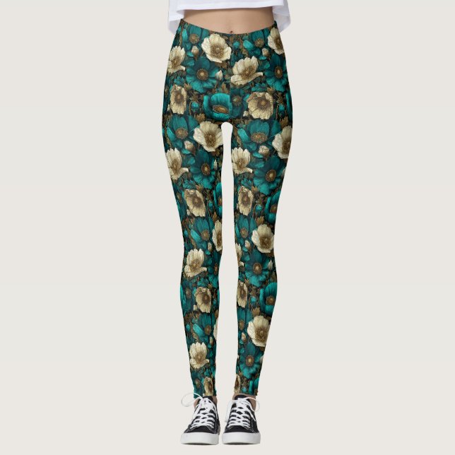 Legging Anêmonas Flor Anêmonas Atléticas Presentes de Fant (Frente)