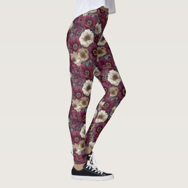 Legging Anêmonas Flor Correr Anêmonas Luxo Para Ela (Direita)