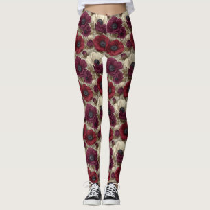 Legging Anêmonas Flor Maternidade Acento Anêmonas