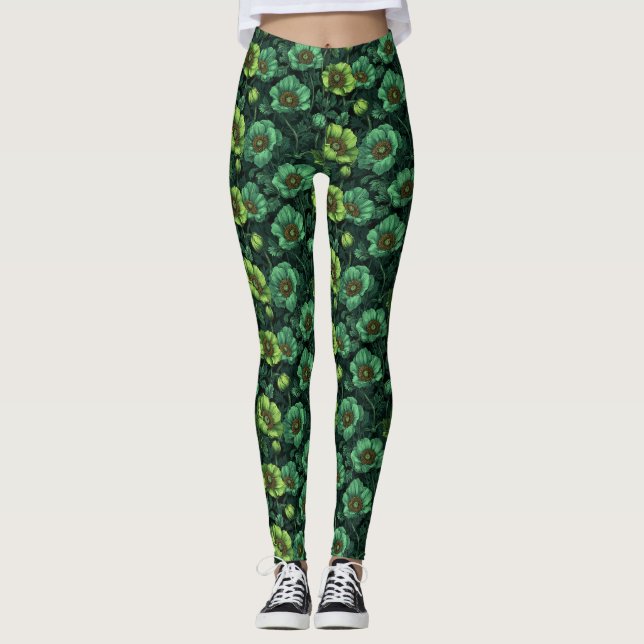 Legging Anêmonas Flor Roupas de Ginásio Anêmonas Destaque  (Frente)