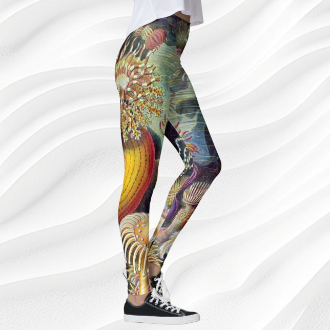 Legging Anêmonas Marinhas Vintage por Ernst Haeckel (Vintage Underwater Sea Anemones by Ernst Haeckel Leggings)