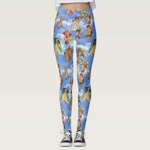 Legging angel cherub nuvens antigo vitoriano celestial