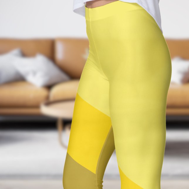 Legging Ângulos Amarelo-Chic e Latão (Chic Yellow and Tan Angles Leggings)