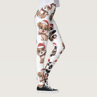 Legging Animais bonitos com chapéus de Natal