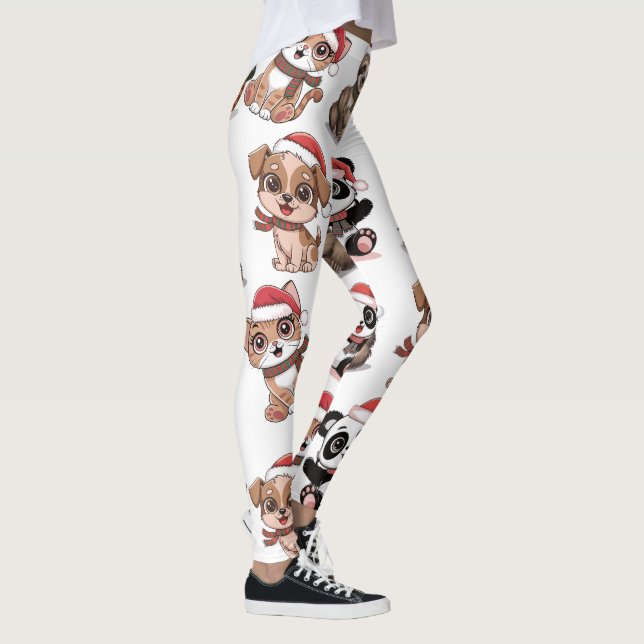 Legging Animais bonitos com chapéus de Natal (Direita)